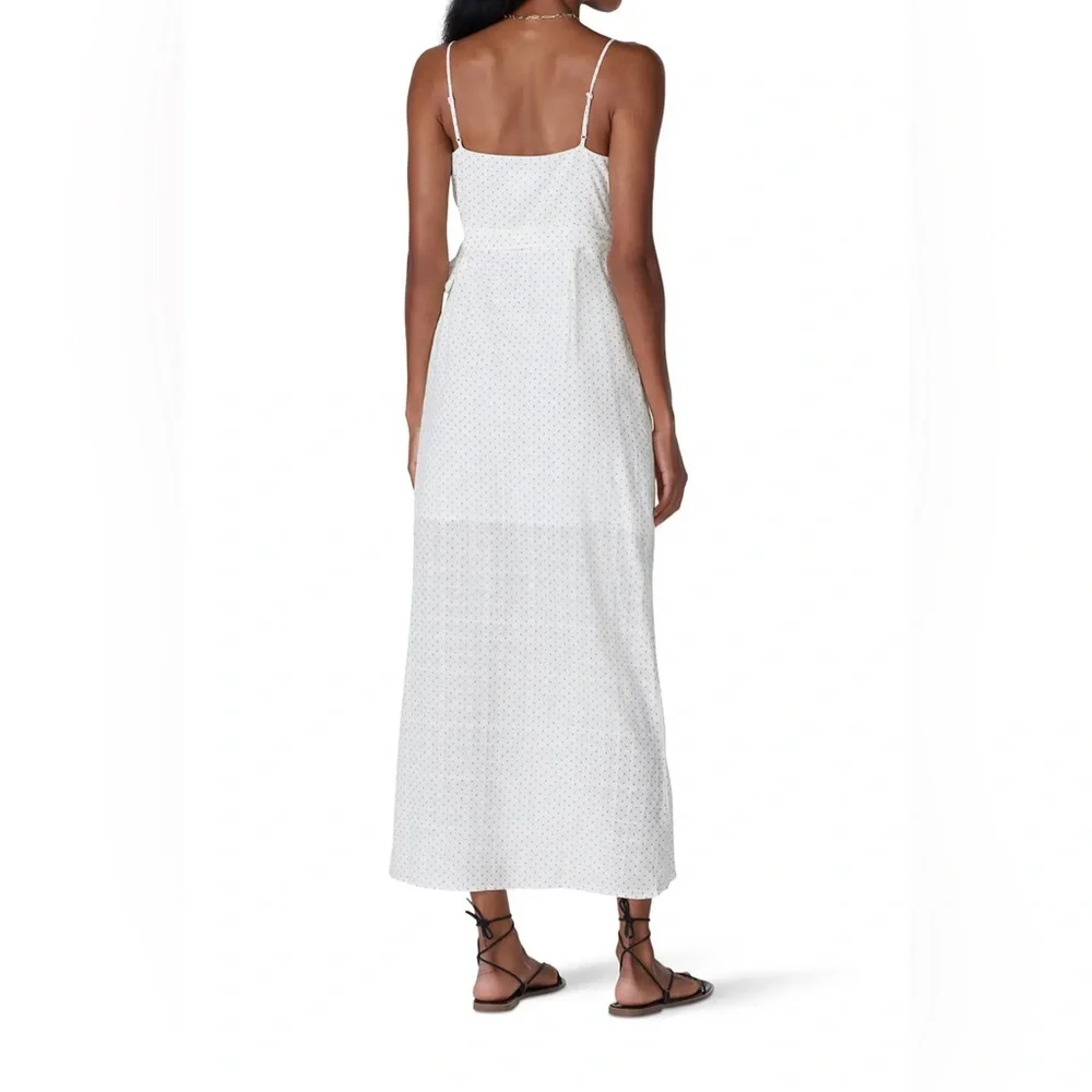 NWT Revolve Line+ Dot Lillie Wrap MIDI in White w/ Gray polka dots - XS - Picture 3 of 12